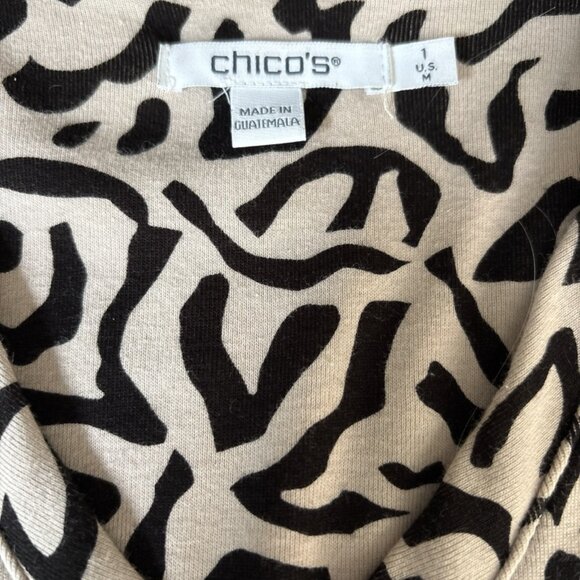 CHICO'S ULTIMATE TEE V-NECK 3/4 LENGTH SLEEVES BLACK AND CREAM SIZE 1 NWOT - Picture 3 of 8